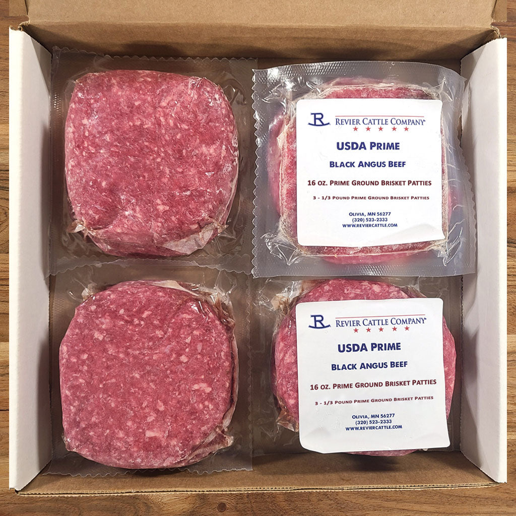 Revier USDA Prime Black Angus Beef Ground Brisket Patties