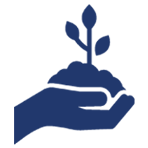Blue Hand With Plant - Revier Cattle Highest Sustainability Icon