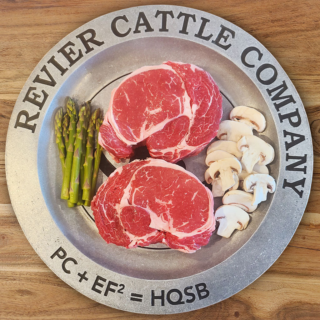 Revier Beef Premium Black Angus Boneless Ribeye Steak on Our Signature Plate