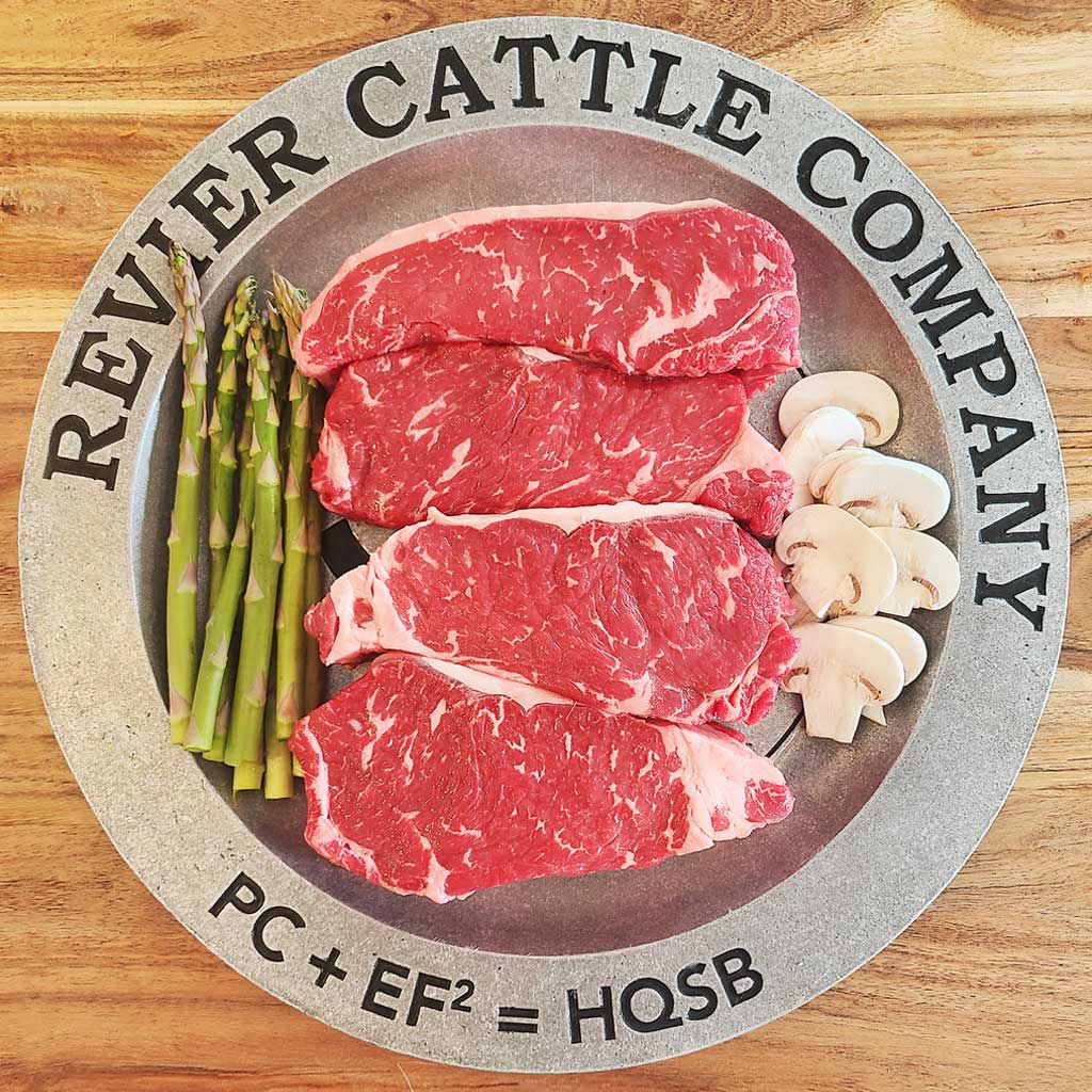 Revier Reserve Premium Black Angus Boneless Strip Steak on Our Signature Plate